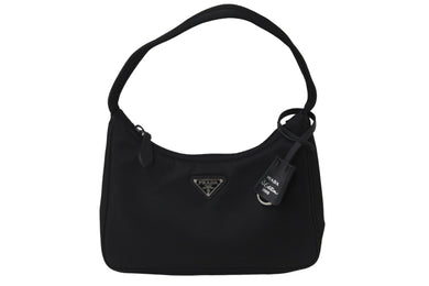 極美品 PRADA プラダ ショルダーバッグ ホーボー RE-EDITION 1NE515 ナイロン ブラック シルバー金具 中古 56629