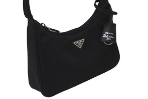 極美品 PRADA プラダ ショルダーバッグ ホーボー RE-EDITION 1NE515 ナイロン ブラック シルバー金具 中古 56629