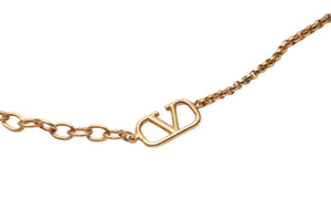 極美品 Valentino Garavani ヴァレンティノ ガラヴァーニ パール ロゴ ネックレス ゴールド 16.3g TW2JOE97UXM 中古 56642