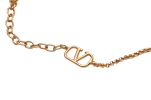 極美品 Valentino Garavani ヴァレンティノ ガラヴァーニ パール ロゴ ネックレス ゴールド 16.3g TW2JOE97UXM 中古 56642