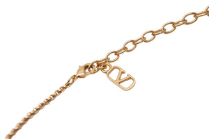 極美品 Valentino Garavani ヴァレンティノ ガラヴァーニ パール ロゴ ネックレス ゴールド 16.3g TW2JOE97UXM 中古 56642