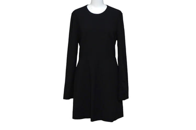 SAINT LAURENT サンローラン 長袖ワンピース レース 38 アセテート レーヨン ブラック ゴールド金具 美品 中古 56648 