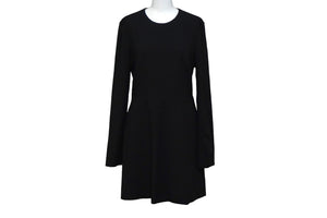 SAINT LAURENT サンローラン 長袖ワンピース レース 38 アセテート レーヨン ブラック ゴールド金具 美品 中古 56648 