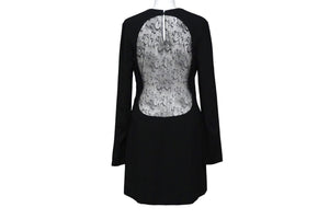 SAINT LAURENT サンローラン 長袖ワンピース レース 38 アセテート レーヨン ブラック ゴールド金具 美品 中古 56648 