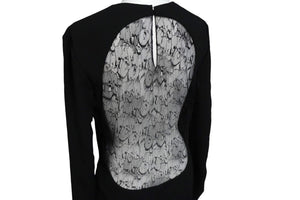 SAINT LAURENT サンローラン 長袖ワンピース レース 38 アセテート レーヨン ブラック ゴールド金具 美品 中古 56648 