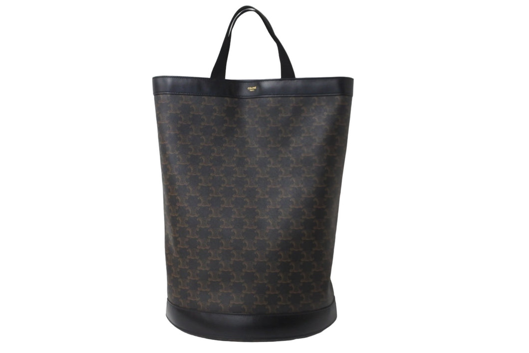 極美品 CELINE セリーヌ ジッパー バックパック トリオンフ キャンバス 191792CHI.38NO ブラウン ゴールド金具 中古 56664
