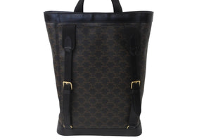 極美品 CELINE セリーヌ ジッパー バックパック トリオンフ キャンバス 191792CHI.38NO ブラウン ゴールド金具 中古 56664