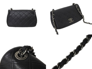 CHANEL シャネル コスモスライン ビコローレ カーフスキン ショルダーバッグ マトラッセ ブラック ココマーク シルバー 美品 中古 56671