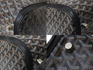 GOYARD ゴヤール ヘリンボーン柄 クロワジュール ボストンバッグ PVC レザー ブラック 鞄 旅行 シルバー金具 良品 中古 56677