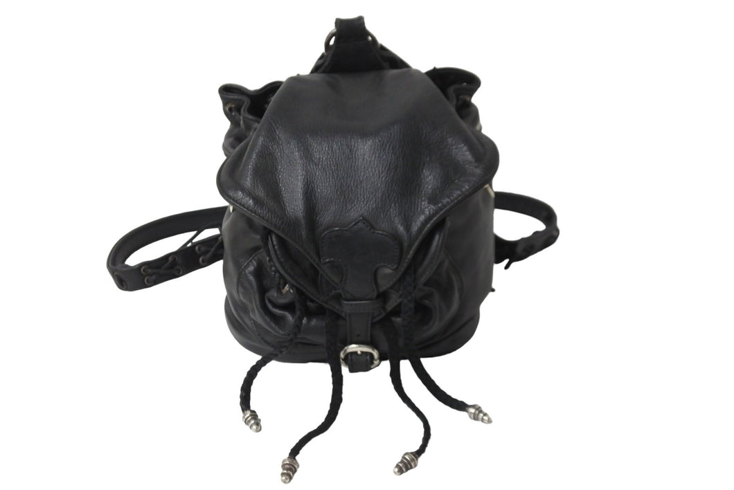 CHROME HEARTS クロムハーツ BSフレア リュック レザー シルバー925 ブラック バックパック 鞄 カバン 中古 56681