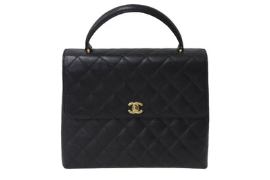 極美品 CHANEL シャネル マトラッセ ハンドバッグ キャビアスキン ココマーク ゴールド金具 鞄 ロゴ 7番台 中古 56685