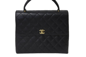 極美品 CHANEL シャネル マトラッセ ハンドバッグ キャビアスキン ココマーク ゴールド金具 鞄 ロゴ 7番台 中古 56685