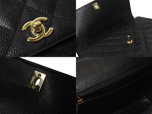 極美品 CHANEL シャネル マトラッセ ハンドバッグ キャビアスキン ココマーク ゴールド金具 鞄 ロゴ 7番台 中古 56685