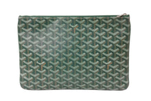 Load image into Gallery viewer, GOYARD ゴヤール ヘリンボーン柄 セナMM クラッチバッグ グリーン PVC 82273893 鞄 ロゴ シルバー金具 美品 中古 56687
