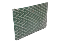 Load image into Gallery viewer, GOYARD ゴヤール ヘリンボーン柄 セナMM クラッチバッグ グリーン PVC 82273893 鞄 ロゴ シルバー金具 美品 中古 56687