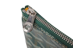 GOYARD ゴヤール ヘリンボーン柄 セナMM クラッチバッグ グリーン PVC 82273893 鞄 ロゴ シルバー金具 美品 中古 56687