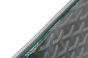 GOYARD ゴヤール ヘリンボーン柄 セナMM クラッチバッグ グリーン PVC 82273893 鞄 ロゴ シルバー金具 美品 中古 56687