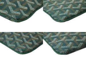 GOYARD ゴヤール ヘリンボーン柄 セナMM クラッチバッグ グリーン PVC 82273893 鞄 ロゴ シルバー金具 美品 中古 56687
