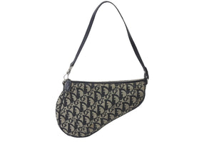 Christian Dior クリスチャンディオール トロッター サドル ポーチ ハンドバッグ ロゴ MC0023 ネイビー 良品 中古 56688
