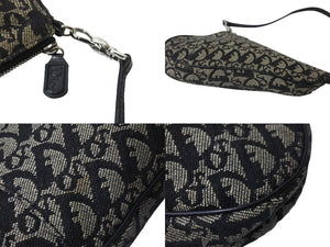 Christian Dior クリスチャンディオール トロッター サドル ポーチ ハンドバッグ ロゴ MC0023 ネイビー 良品 中古 56688