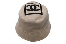 Load image into Gallery viewer, CHANEL シャネル ハット バケットハット 帽子 ココマーク スポーツライン ベージュ コットン サイズM 美品 中古 56694