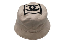 Load image into Gallery viewer, CHANEL シャネル ハット バケットハット 帽子 ココマーク スポーツライン ベージュ コットン サイズM 美品 中古 56694