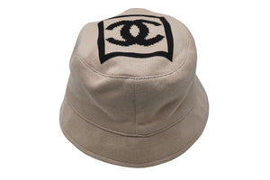 CHANEL シャネル ハット バケットハット 帽子 ココマーク スポーツライン ベージュ コットン サイズM 美品 中古 56694