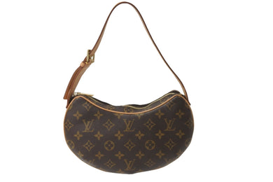 極美品 LOUIS VUITTON ルイヴィトン モノグラム ポシェット クロワッサンPM ショルダーバッグ M51510 ブラウン ロゴ 中古 56696