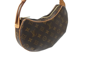 極美品 LOUIS VUITTON ルイヴィトン モノグラム ポシェット クロワッサンPM ショルダーバッグ M51510 ブラウン ロゴ 中古 56696