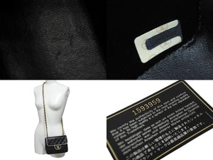 CHANEL シャネル ミニ マトラッセ バイカラー チェーン ショルダーバッグ 1番台 ココマーク ラムスキン 良品 中古 56698