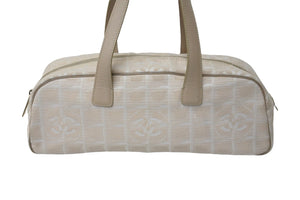 CHANEL シャネル ニュートラベルライン ミニ ボストンバッグ 7番台 ココマーク ベージュ キャンバス レザー 良品 中古 56700