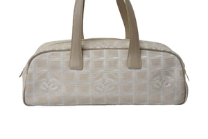 CHANEL シャネル ニュートラベルライン ミニ ボストンバッグ 7番台 ココマーク ベージュ キャンバス レザー 良品 中古 56700