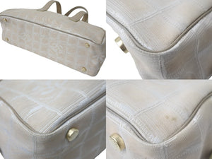 CHANEL シャネル ニュートラベルライン ミニ ボストンバッグ 7番台 ココマーク ベージュ キャンバス レザー 良品 中古 56700