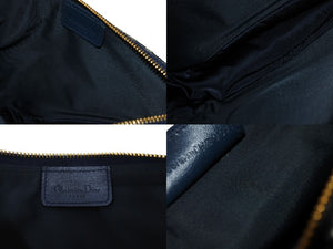 Christian Dior クリスチャンディオール トロッター サドル ポーチ ネイビー ロゴ ハンドバッグ 鞄 総柄 MC0071 美品 中古 56711