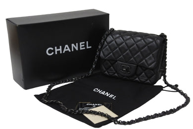 CHANEL シャネル ミニ マトラッセ チェーン ショルダーバッグ 14番台 ブラック ラムスキン ココマーク 鞄 ロゴ 美品 中古 56716