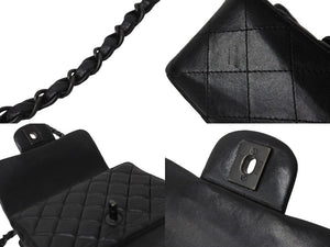 CHANEL シャネル ミニ マトラッセ チェーン ショルダーバッグ 14番台 ブラック ラムスキン ココマーク 鞄 ロゴ 美品 中古 56716