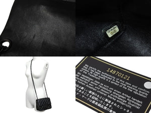 CHANEL シャネル ミニ マトラッセ チェーン ショルダーバッグ 14番台 ブラック ラムスキン ココマーク 鞄 ロゴ 美品 中古 56716