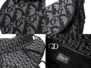 Christian Dior クリスチャンディオール ハンドバッグ トロッター サドルバッグ ネイビー 06-RU-1015 シルバー金具 美品 中古 56717