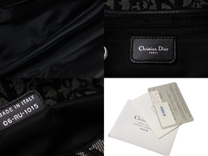 Christian Dior クリスチャンディオール ハンドバッグ トロッター サドルバッグ ネイビー 06-RU-1015 シルバー金具 美品 中古 56717