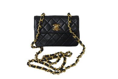CHANEL シャネル ミニ マトラッセ チェーン ショルダーバッグ 1番台 ラムスキン ゴールド金具 ココマーク 美品 中古 56718