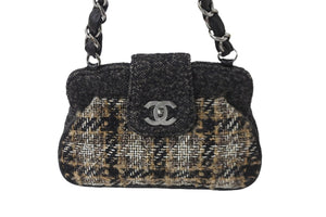 極美品 CHANEL シャネル マトラッセ ツイード チェーン ワンショルダー バッグ 10番台 マルチカラー ココマーク 鞄 中古 56728