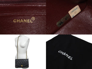 CHANEL シャネル チェーンショルダーバッグ ダイアナ マトラッセ 25cm 2番台 ブラック ゴールド金具 美品 中古 56733