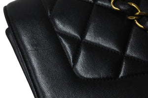 CHANEL シャネル チェーンショルダーバッグ ダイアナ マトラッセ 25cm 2番台 ブラック ゴールド金具 美品 中古 56733