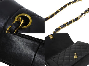 CHANEL シャネル チェーンショルダーバッグ ダイアナ マトラッセ 25cm 2番台 ブラック ゴールド金具 美品 中古 56733