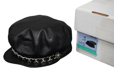 CHANEL シャネル キャスケット チェーン ココマーク 10P ブラック ラムスキン サイズM A53645 美品 中古 56739