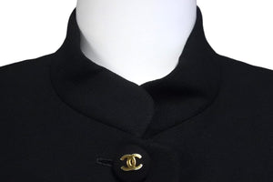CHANEL シャネル コート アウター 23231 ココマーク ココボタン ブラック 黒 ロゴ ウール シルク サイズ36 美品 中古 56740