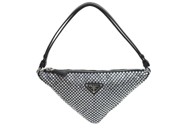 以前同様 PRADA プラダ ワンショルダーバッグ クリスタルスタッズ サテンポーチ クリスタル 1NQ044_2AWL_F0T7O 中古 56744 