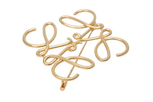 LOEWE ロエベ アナグラム ブローチ アクセサリー 111.25.020 ゴールド 美品 中古 56746