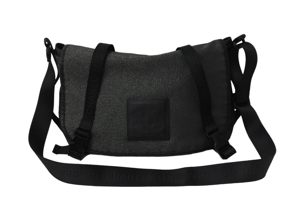 極美品 CHANEL シャネル ヴィンテージ スポーツライン ショルダーバッグ 10番台 ラメ ジャガード グレー ブラック 中古 56750