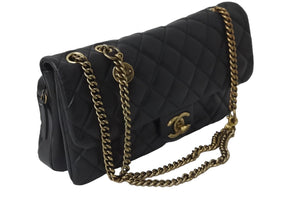極美品 CHANEL シャネル チェーンショルダーバッグ マトラッセ 18番台 ラムスキン ブラック ゴールド金具 中古 56755